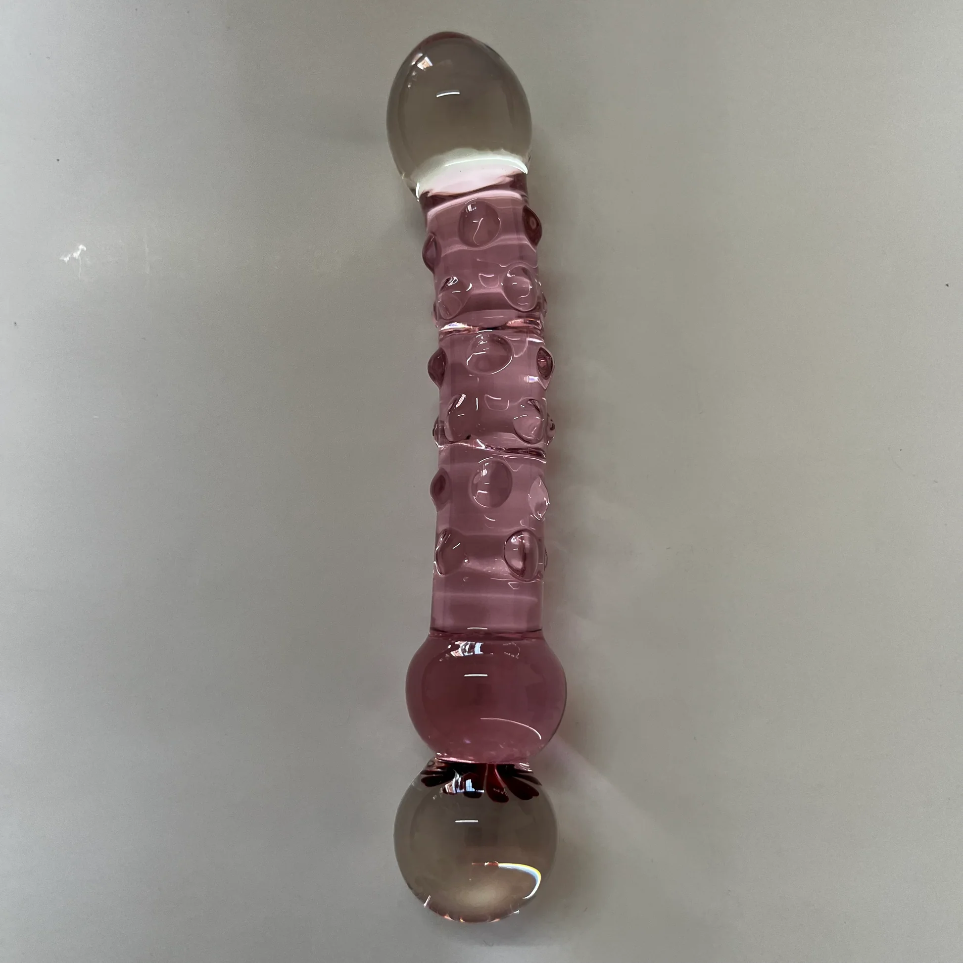 GLASS DILDO FLOWER STUDDED
