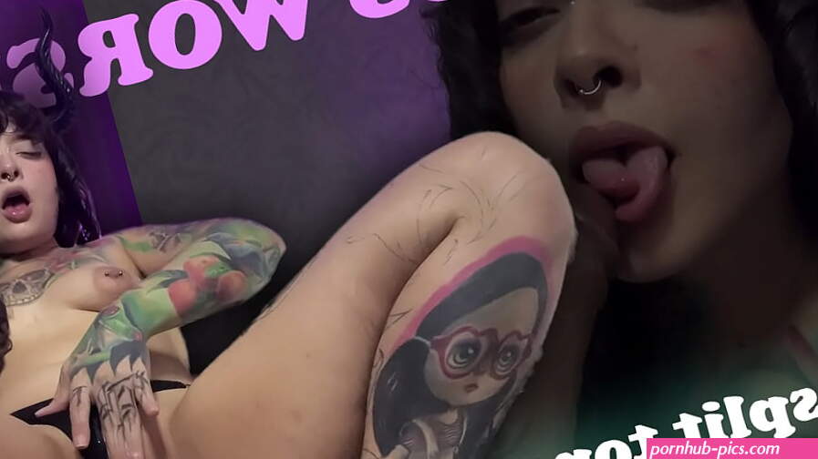 A succubus with a hot split tongue gives you a sloppy blowjob and comes on you in a squirt. POV