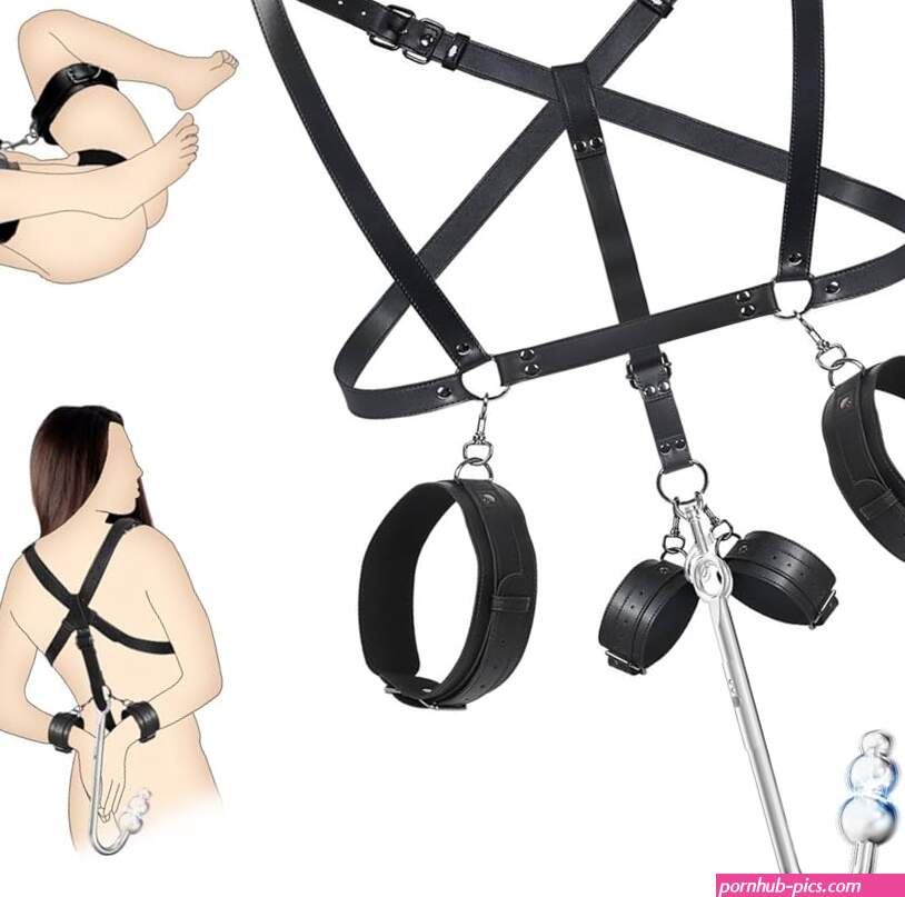: Vibrating Anal Hook BDSM Sex Bondage Restraints Kit Thigh Sling Chest Harness Behind Back Handcuffs 3 Balls Anal Trainer with 9 Vibration Modes SM Fetish Unisex Sex Toys for Couples :