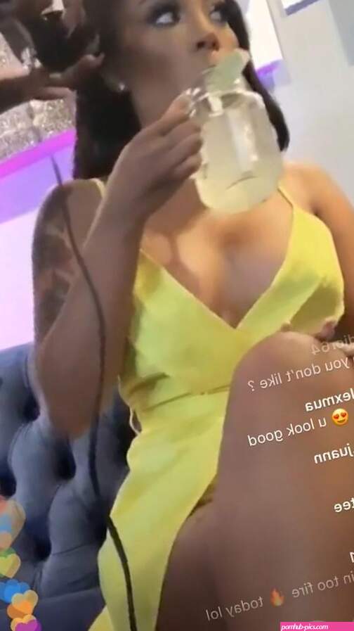 K. Michelle accidentally shows her brown areola wearing a yellow dress during her Instagram live