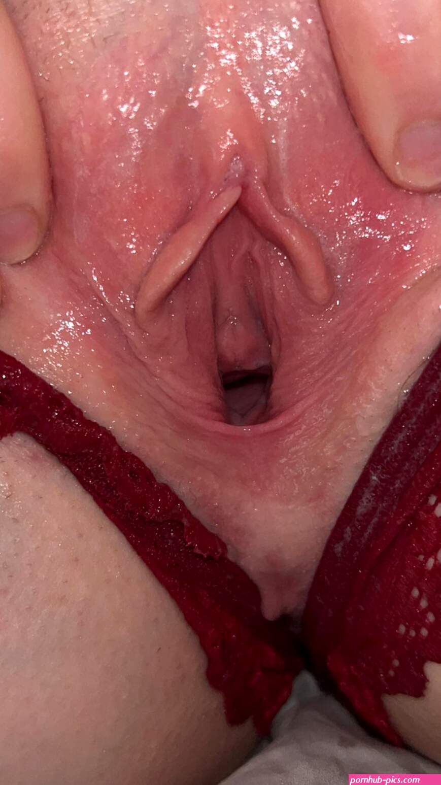 Got so much squirt on my bright red thong that it changed colour