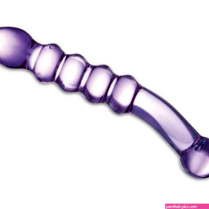 Glas Purple Rain Ribbed Dildo