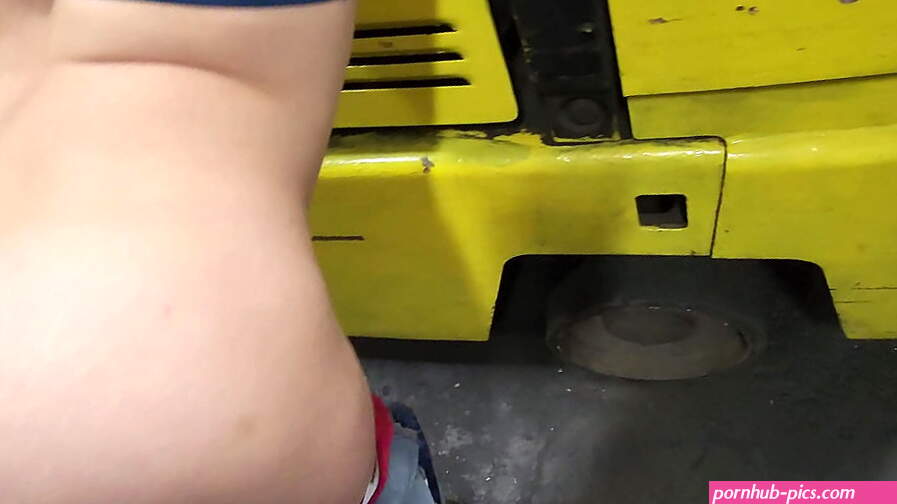hot co worker spanked and fucked on forklift at work with dripping creampie