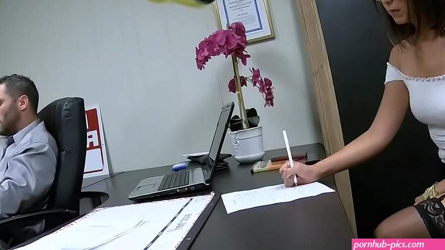 Nerdy teen fucks with boss on 1st day of work