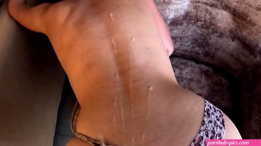 Detailed Cumshot on Her Back