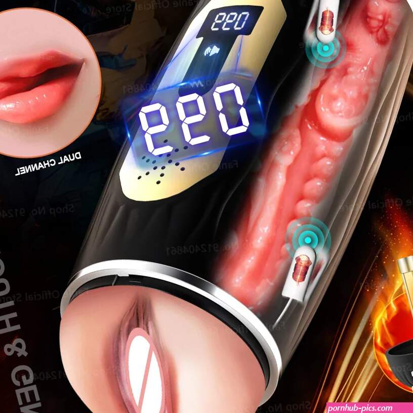 Dual Channel Vibrating Heating Male Masturbation Cup Top Male Sex T