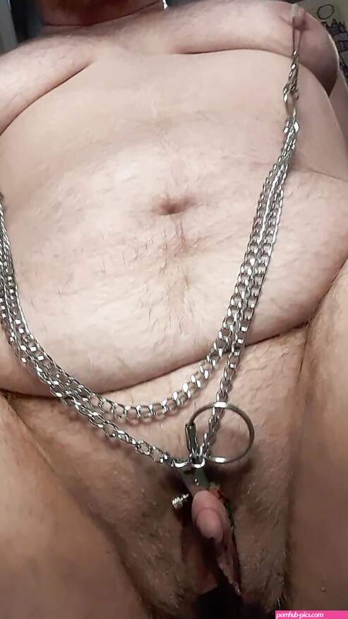 Sub Femboy Slide Grant Cock Chained to Nipple Clamps Titties Jump and Pull on Clit Cock: Chain FTM BDSM Big Clit Big Tits Transgender Porn