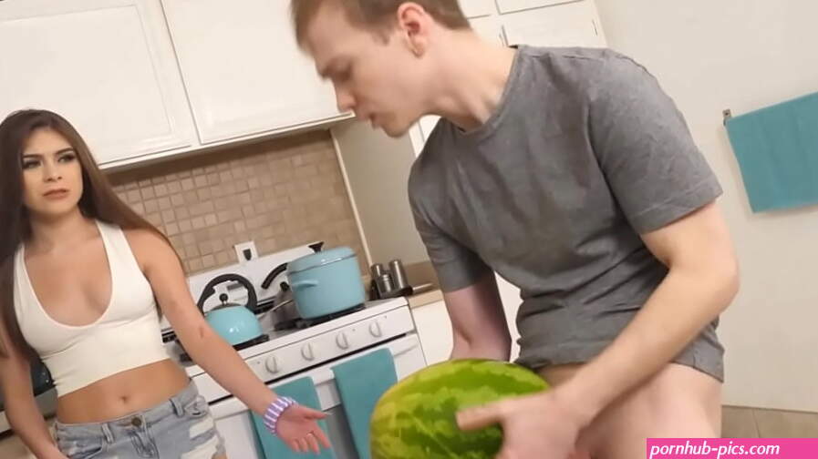 step Brother fucks stepsister instead of watermelon