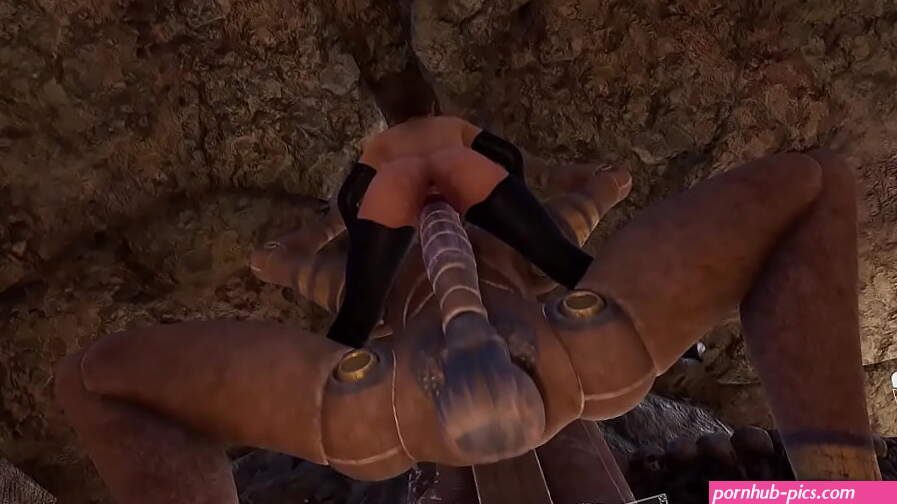 The ancient statue awakened and began rhythmically pounding Lara Crofts pussy. 3D hentai game animation.