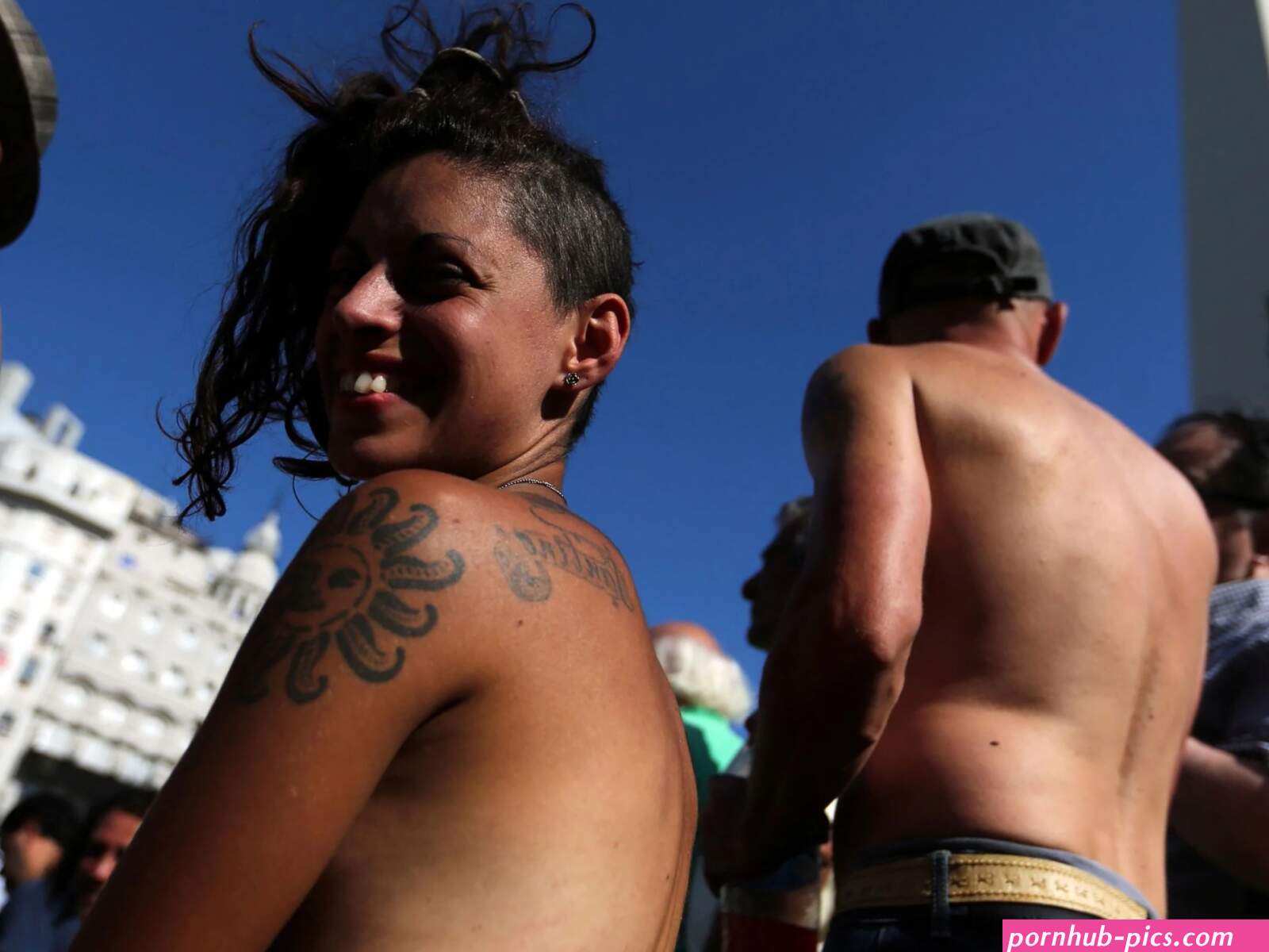 Women in Argentina protest topless for the right to sunbathe in the nude