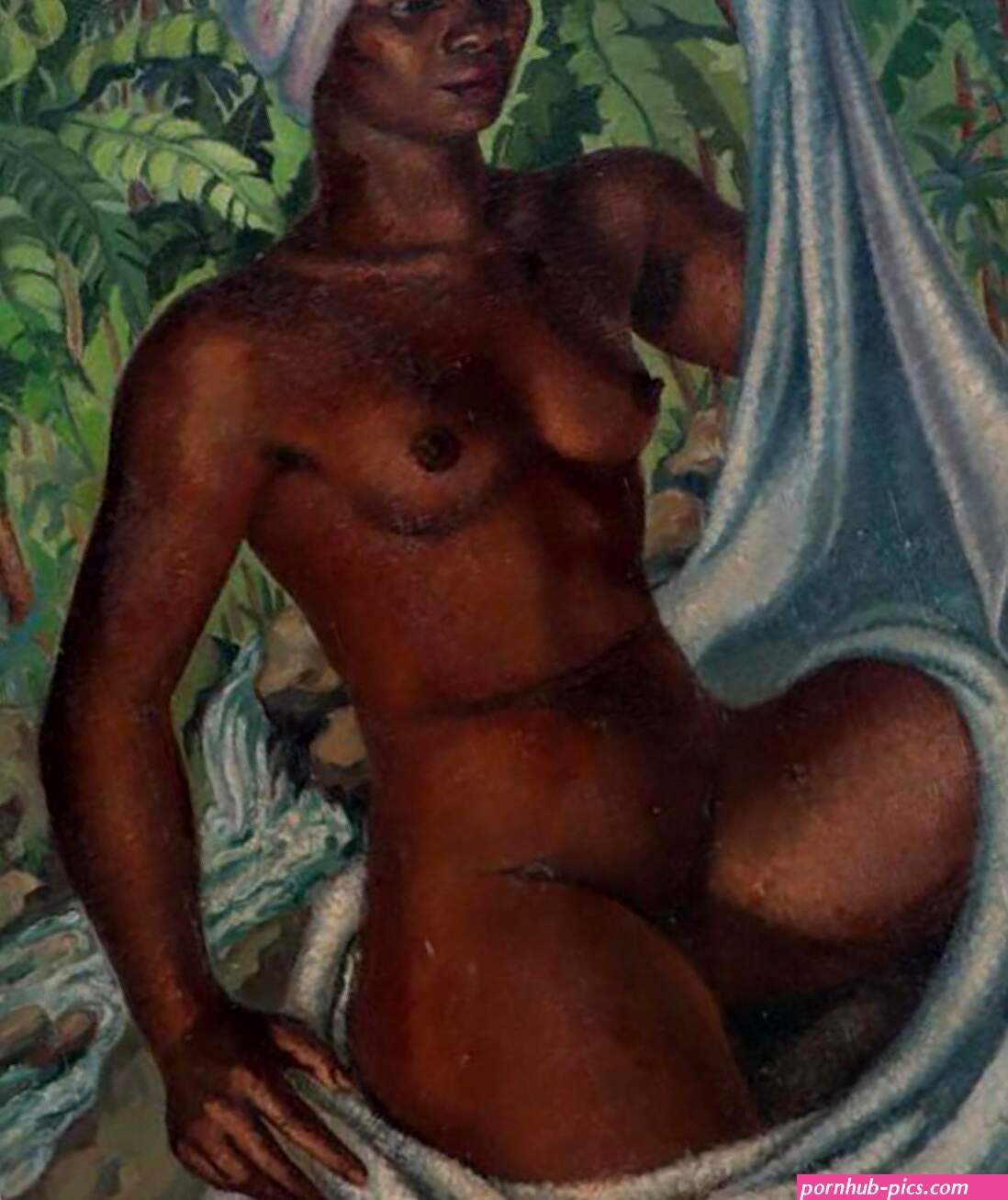 Nude Woman with Towel by A. Cajiao Haiti 20th century.