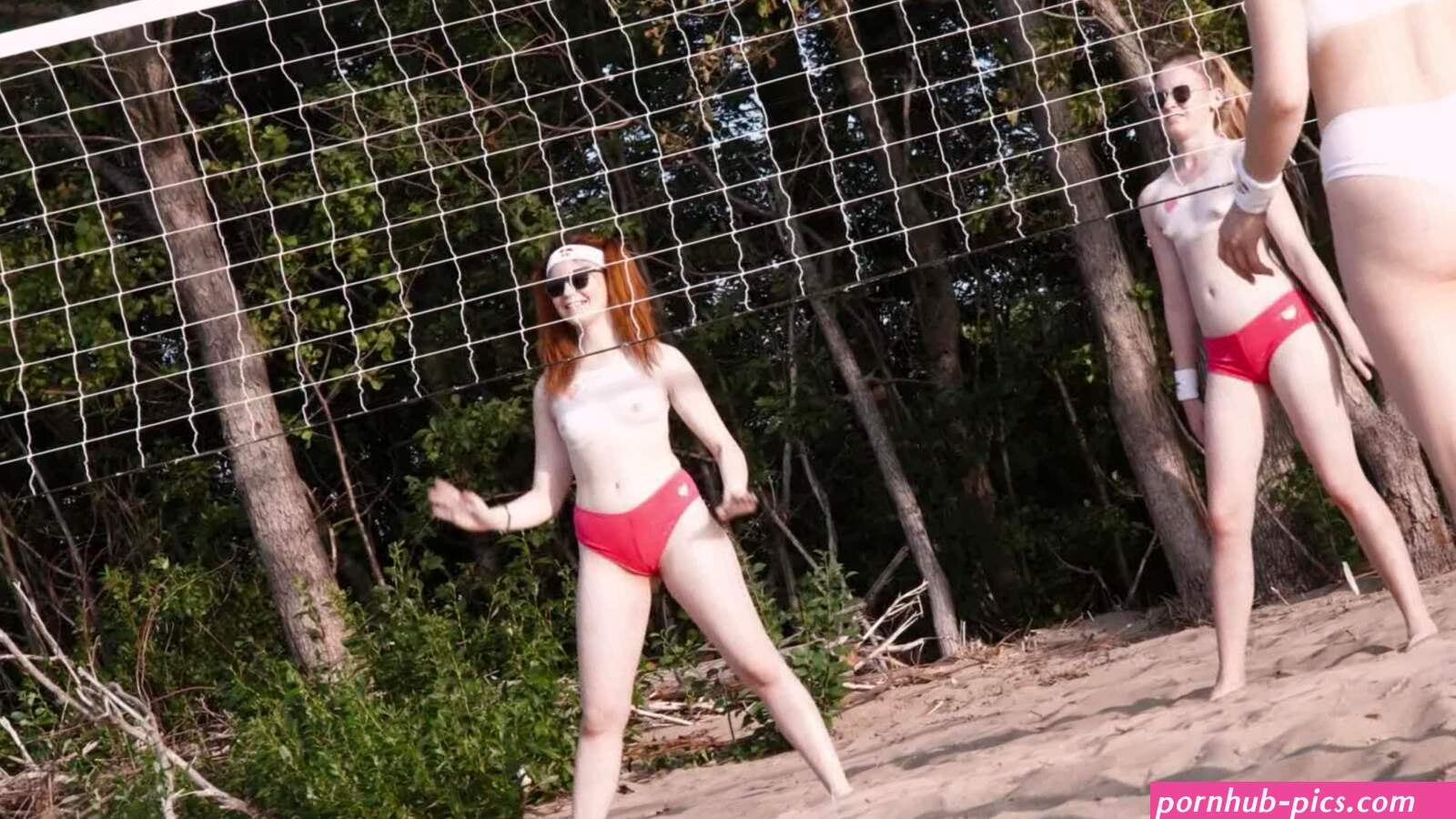 Lesbian beach volleyball team has an orgy