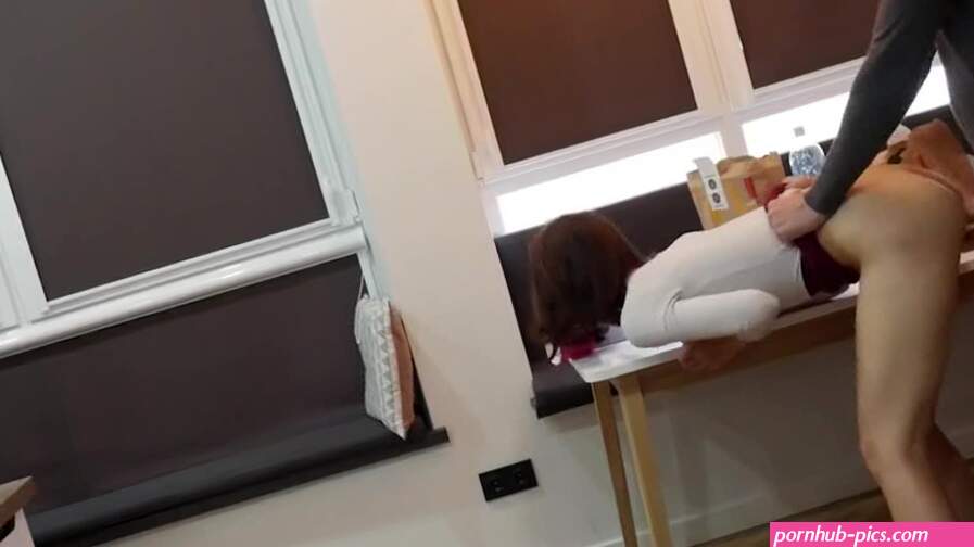Two guys take turns fucking this brunette teen with small tits