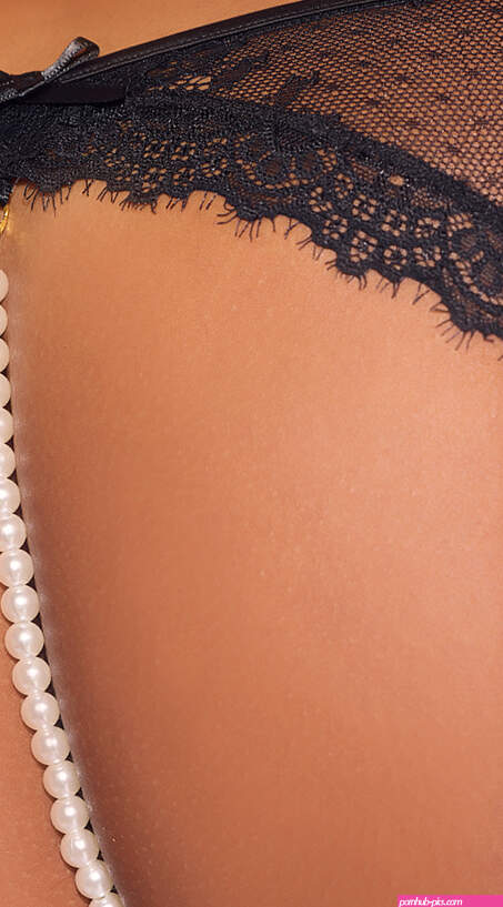 Plus Size Jocelyn Lace Pearl Crotchless Tie Side Bikini