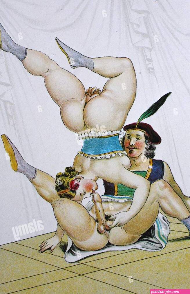 Erotische Szene aus der viktorianischen Zeit Mann und Frau beim Sex in einer akrobatischen Pose nach einem Bild von Peter Fendi 1796-1842 aus der Reihe Genieet die Liebe Historisch digital restaurierte Reproduktion