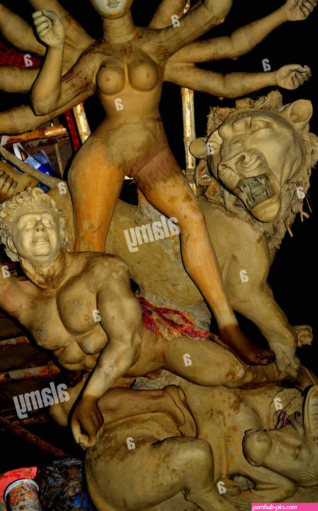 Durga Sculpture Mud Idol Nude Durga Pooja Female Goddess Demon Stock Photo