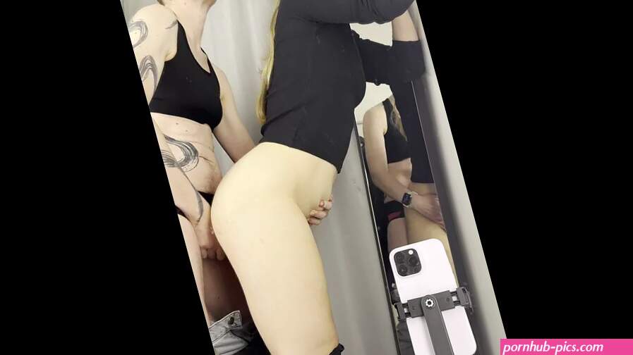 Lesbian Strap On Fuck in a Fitting Room Risky Public Sex
