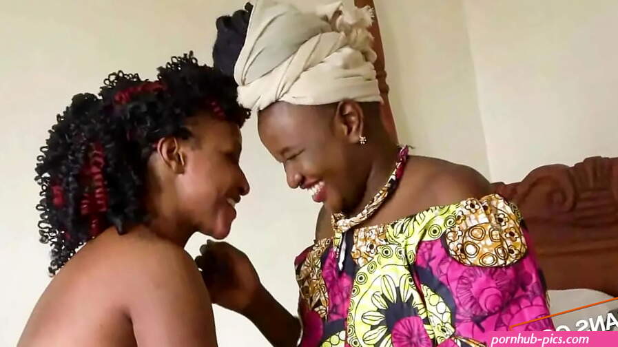 Cute African Lesbian Couple Romantic Giggling Before Going Down On Each Others Pussies