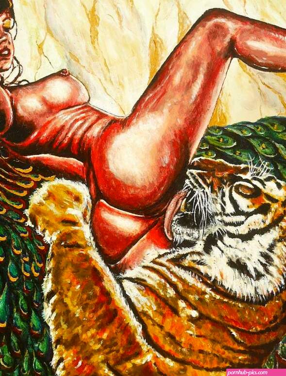Tiger eats pussy Painting by Jack Tribeman