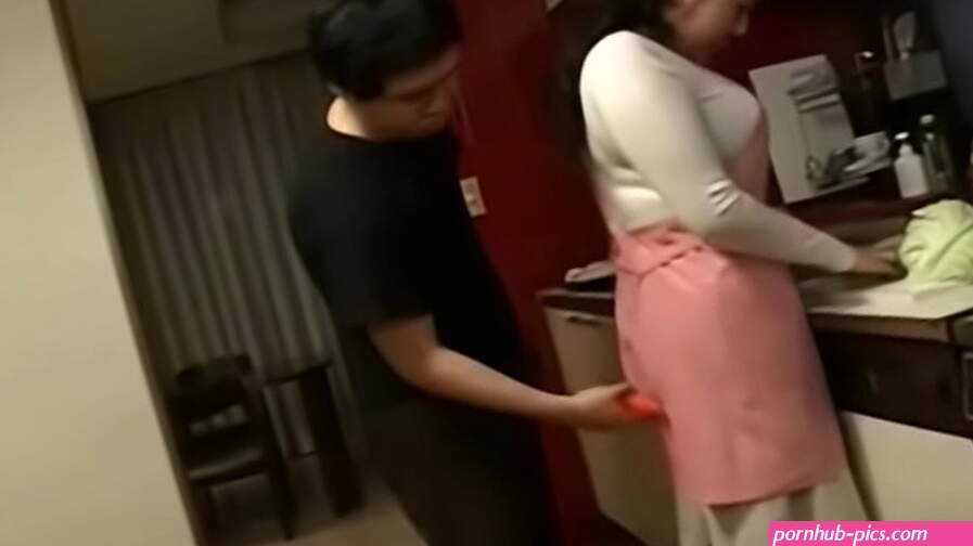 Hot Japanese Asian step Mom fucks her in Kitchen