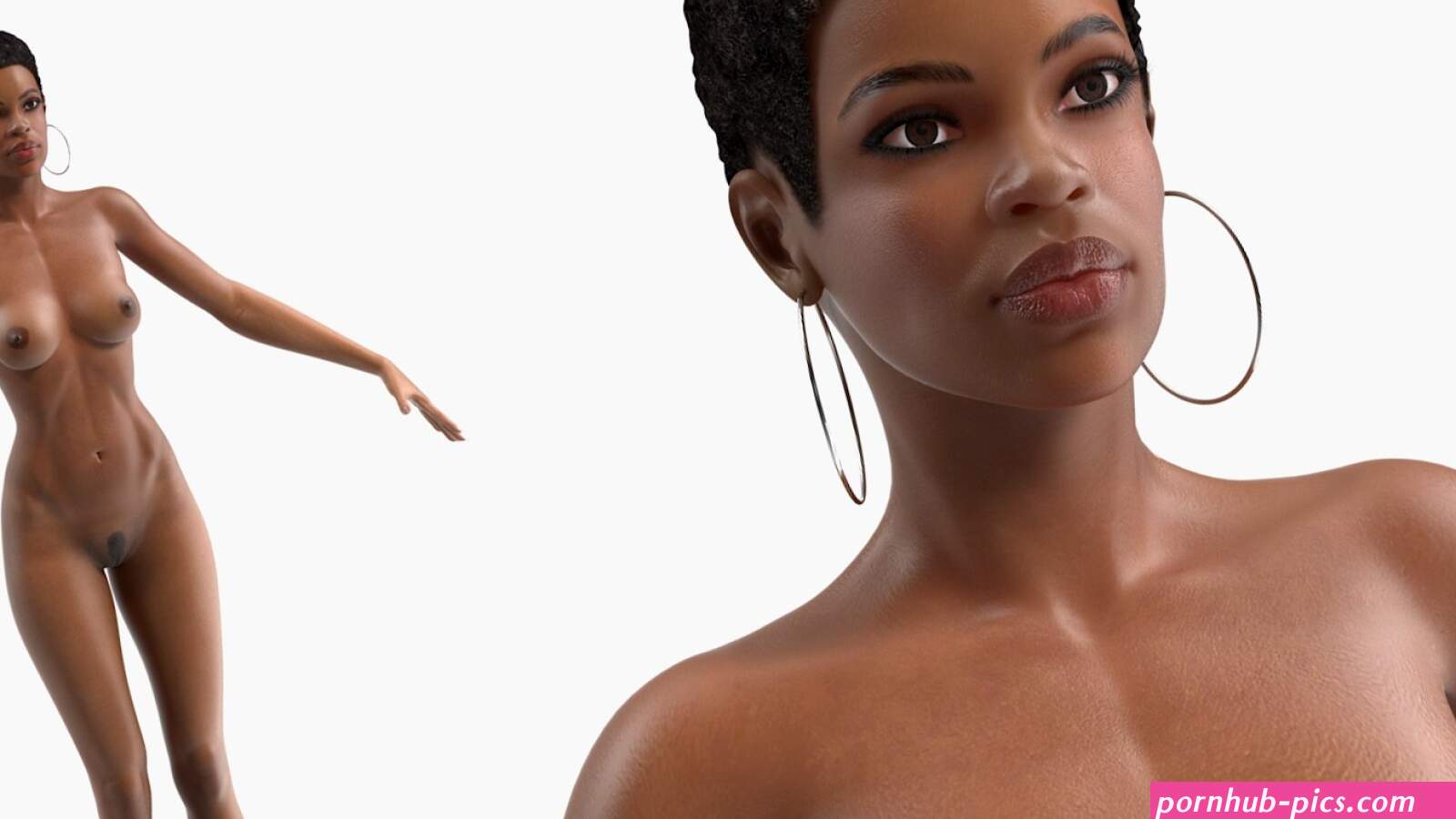3D Nude Light Skin Black