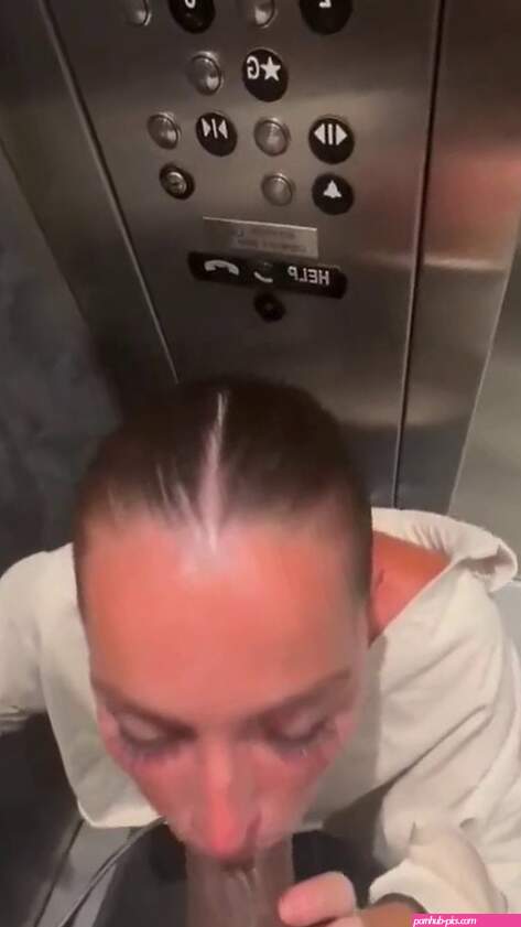Risky blowjob in the elevator! hotwife bbc risky dare blowjob