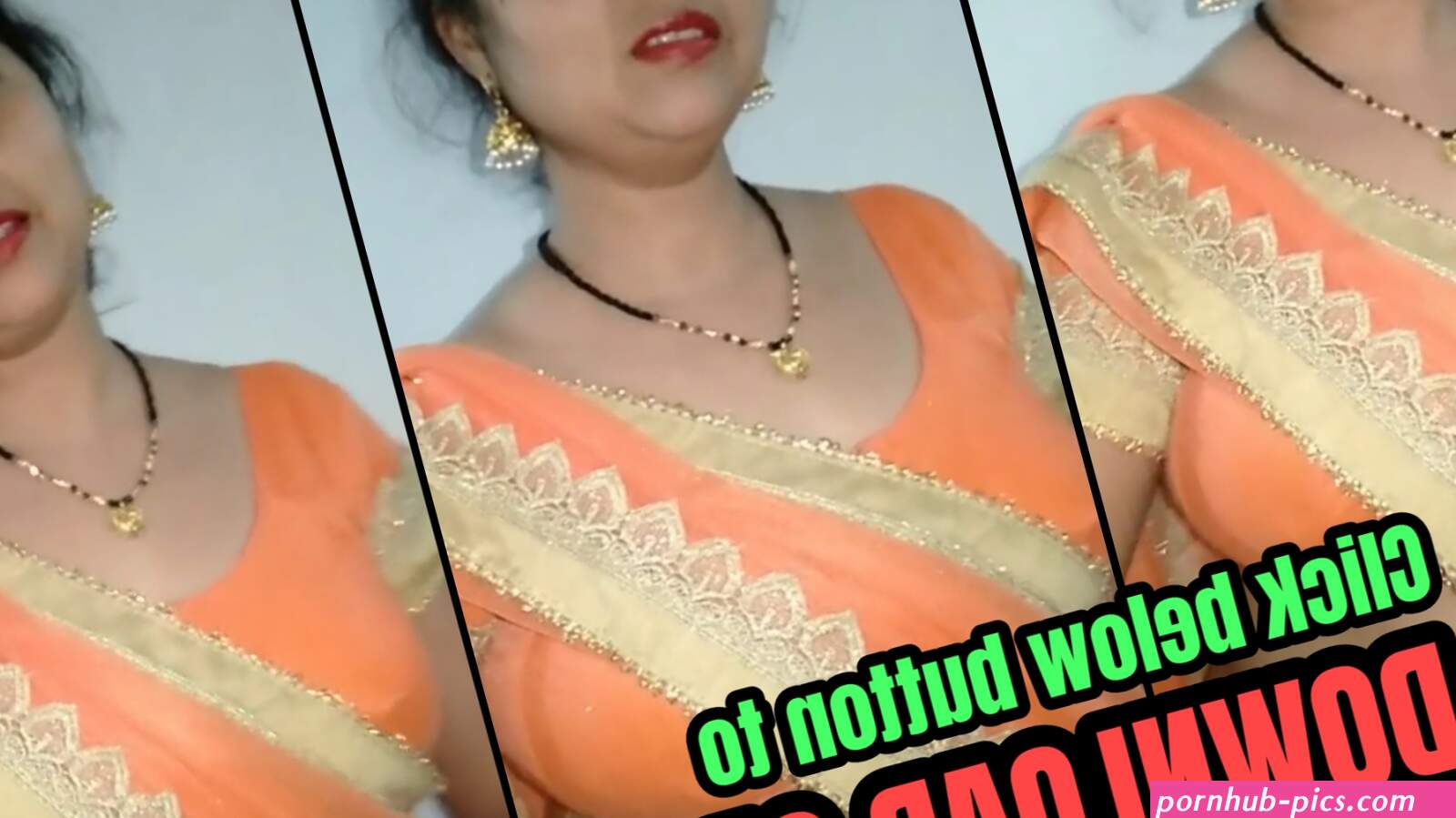 Manju Marathi Bhabhi hot orange saree boobs show in video dance