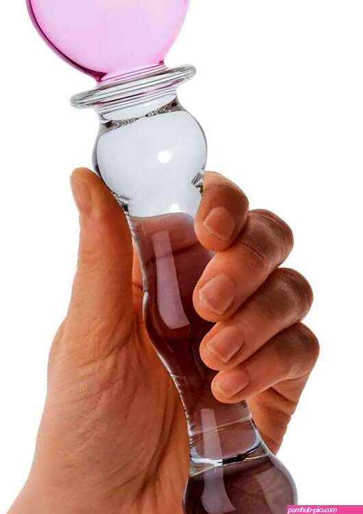 Glass Sweetheart Dildo with Pink Heart Handle