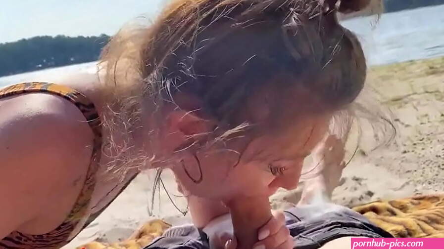 Public Blowjob On The Beach We Are Spotted! Vallery Ray suck dick and gets cum on her face