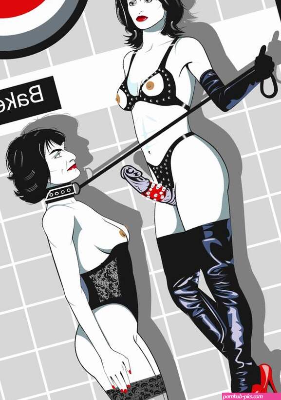 Baker Street A study in erotic lesbian latex domination fetish Painting by Peter Bratt