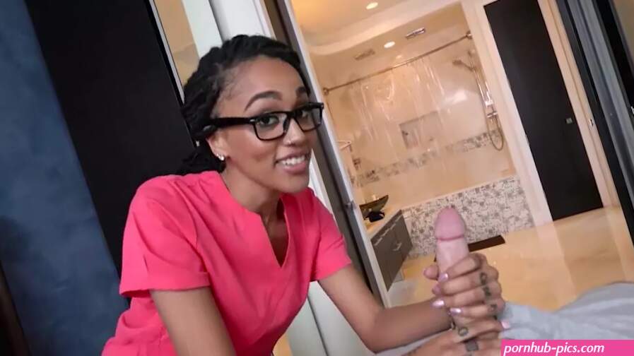Ebony nurse Julie Kay gets her pussy pounded hard by her BF