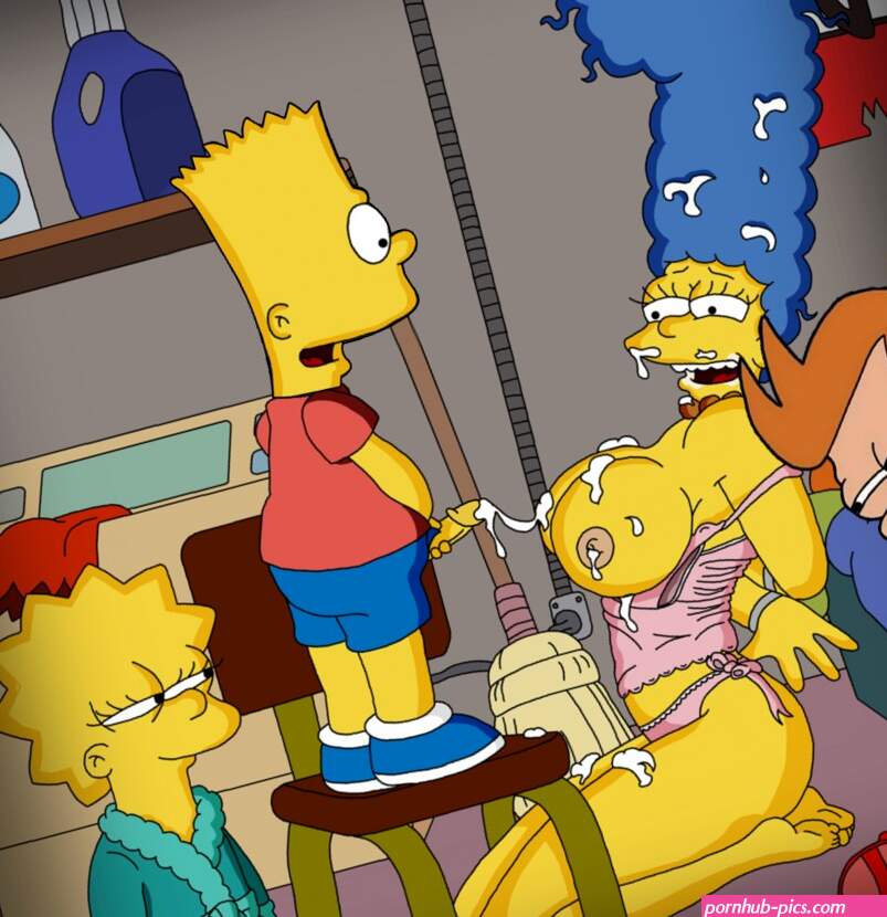 Bart jizm on fat orbs Marge Simpson