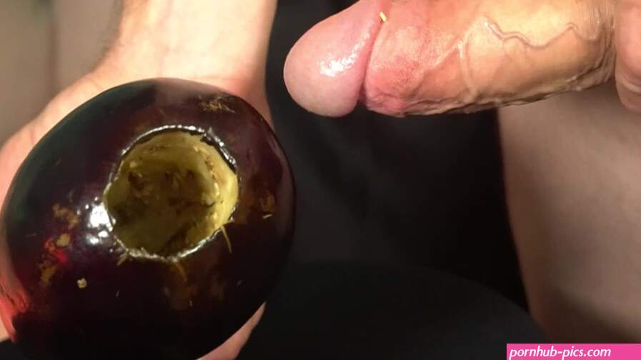Daddy Fucks Cums Hard inside an Eggplant