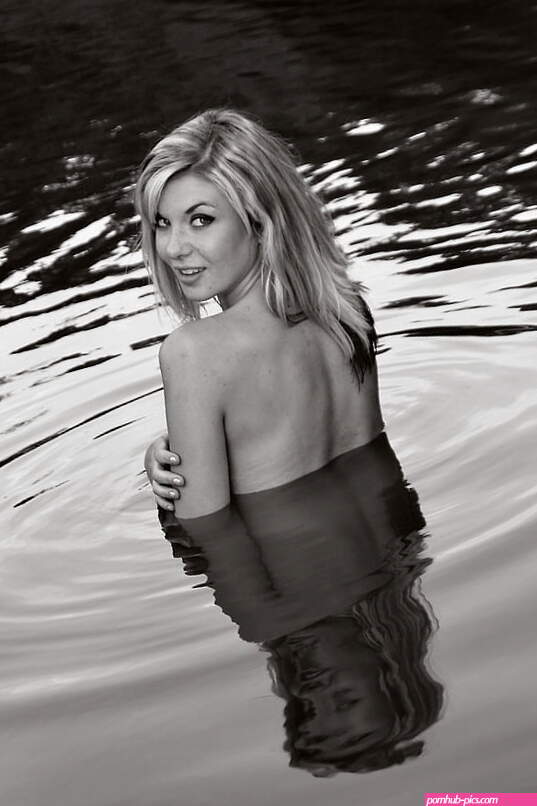 Royalty-Free photo: Top naked woman on water in grayscale photograpy