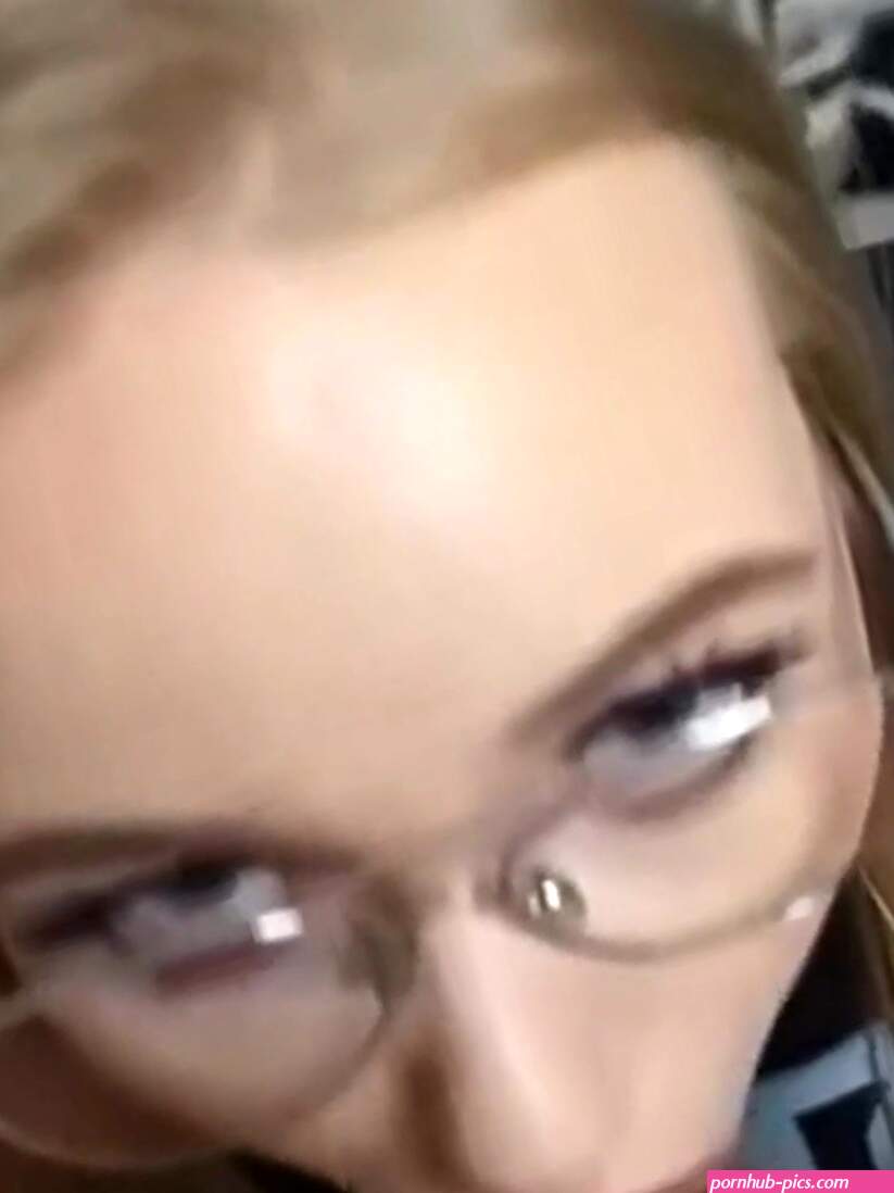Cute blonde with glasses gives a nice blowjob