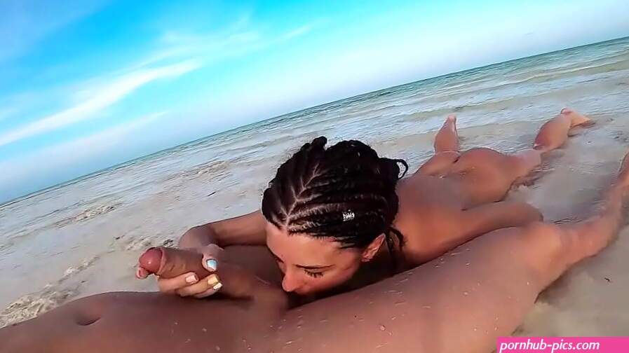 Nude Cutie Public Blowjob Big Dick and Swallows Cum on the Sea Beach
