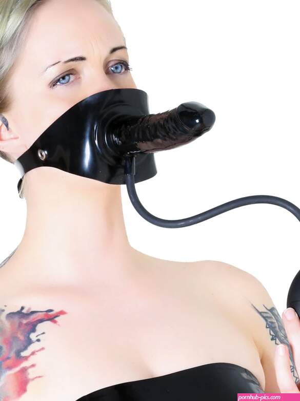 Moulded Rubber Strap-On Pump Up Gag with Dildo