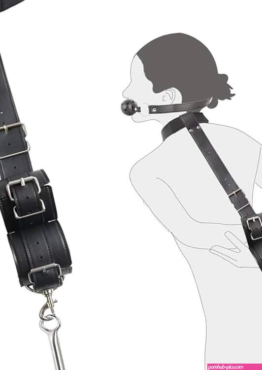 : BDSM Sex Bondage Anal Hook Neck to Wrist Behind Back Handcuffs Collar with Anal Trainer Ball Gag Bed Restraints Sex Game Accessories Kinky Fetish Role Play Adult Sex Toys for