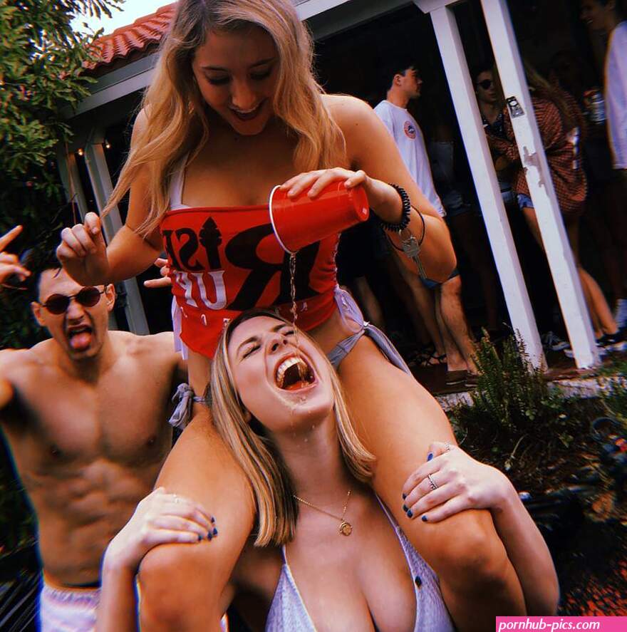 College Girls Drinking Beer In Bikinis