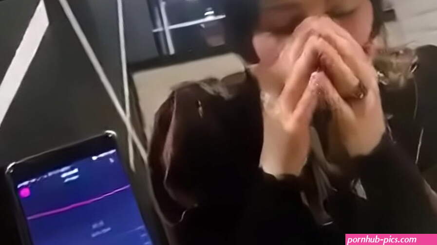 cute girl with remote vibrator in public