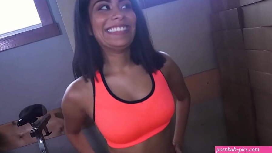 Adorable tiny Latina Monica Asis slammed hard at the gym
