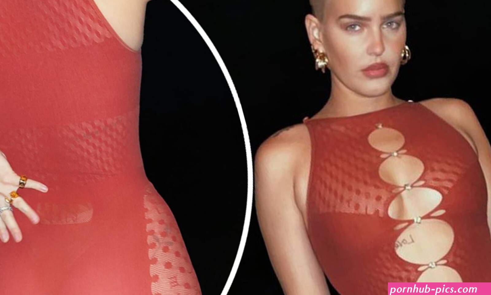 Anne-Marie goes braless and exhibits her toned curves in mesh leotard