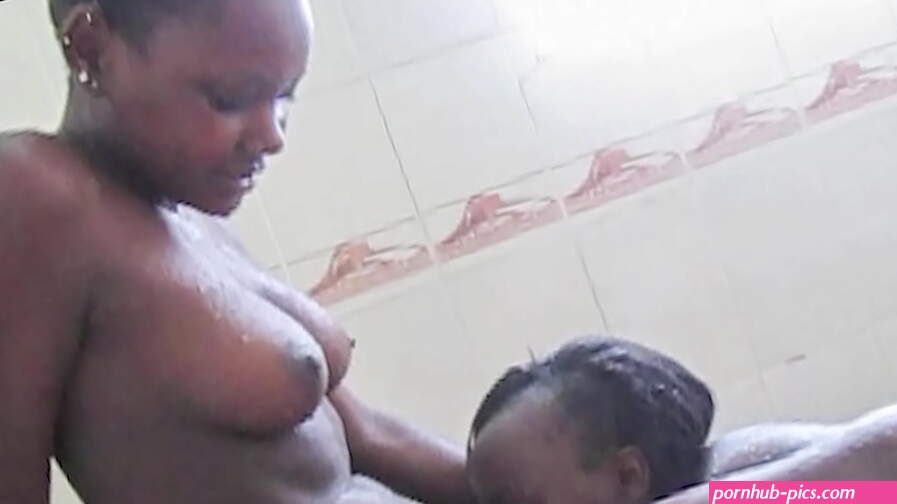 Black African Friends Master Lesbian Pussy Eating Standing In The Shower