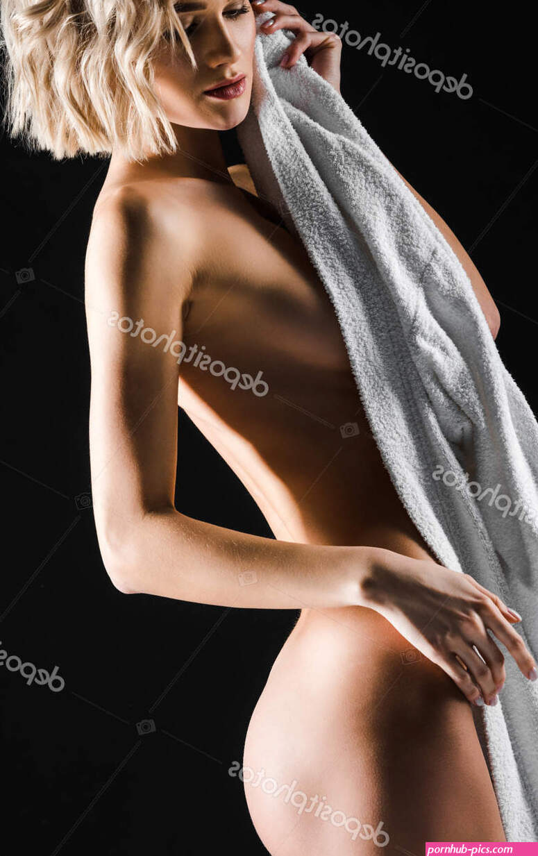 Beautiful Sexy Half Naked Young Woman Holding White Bathrobe Posing Stock Photo AllaSerebrina 253153502