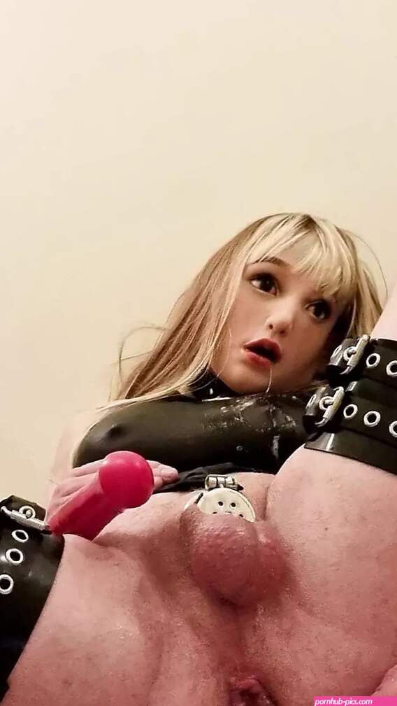 Sissy Doll Risky Anal Masturbation in Pubilc Restroom with 3 Dildos: Shemale Porn
