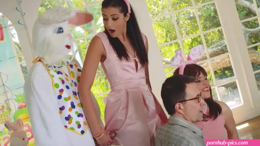 Lusty young girl getting fucked by a creepy Easter Bunny