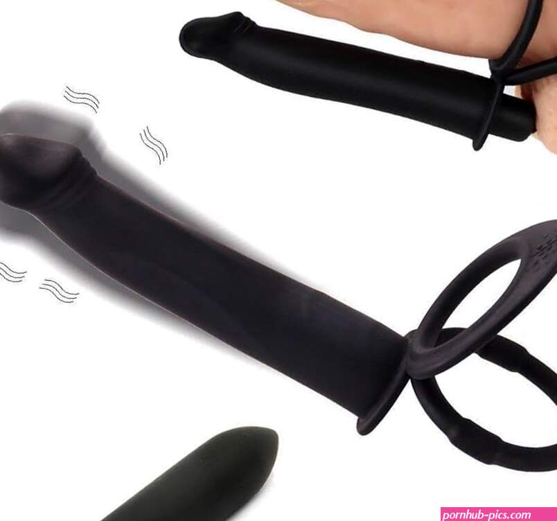 : Dual Penetration Vibrating Dildo with Penis Rings Strap-On Double Penetration Anal Sex Plug Dildo Vibrator with Cock Rings for Men Sex Enhance Butt Plug Strapon Anal Sex Toys for Couples Black :