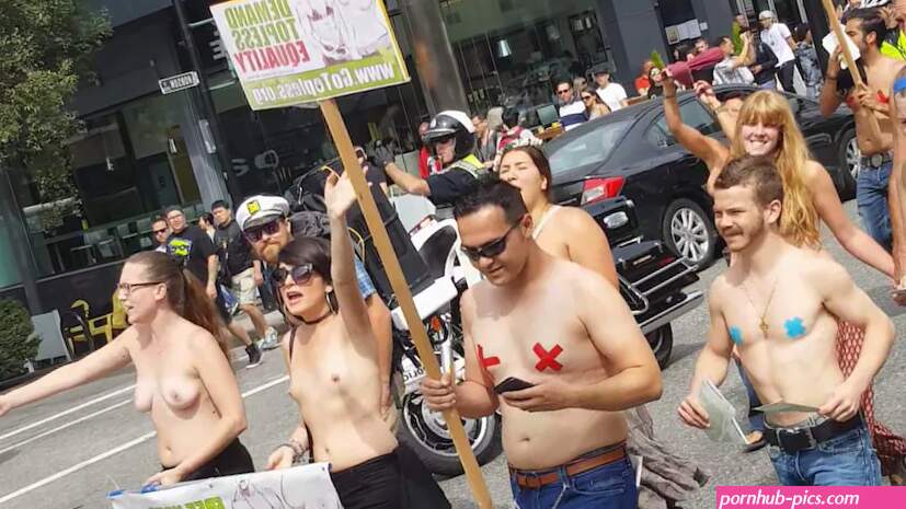 WARNING: Nude photos and video of women marching in Go Topless parade
