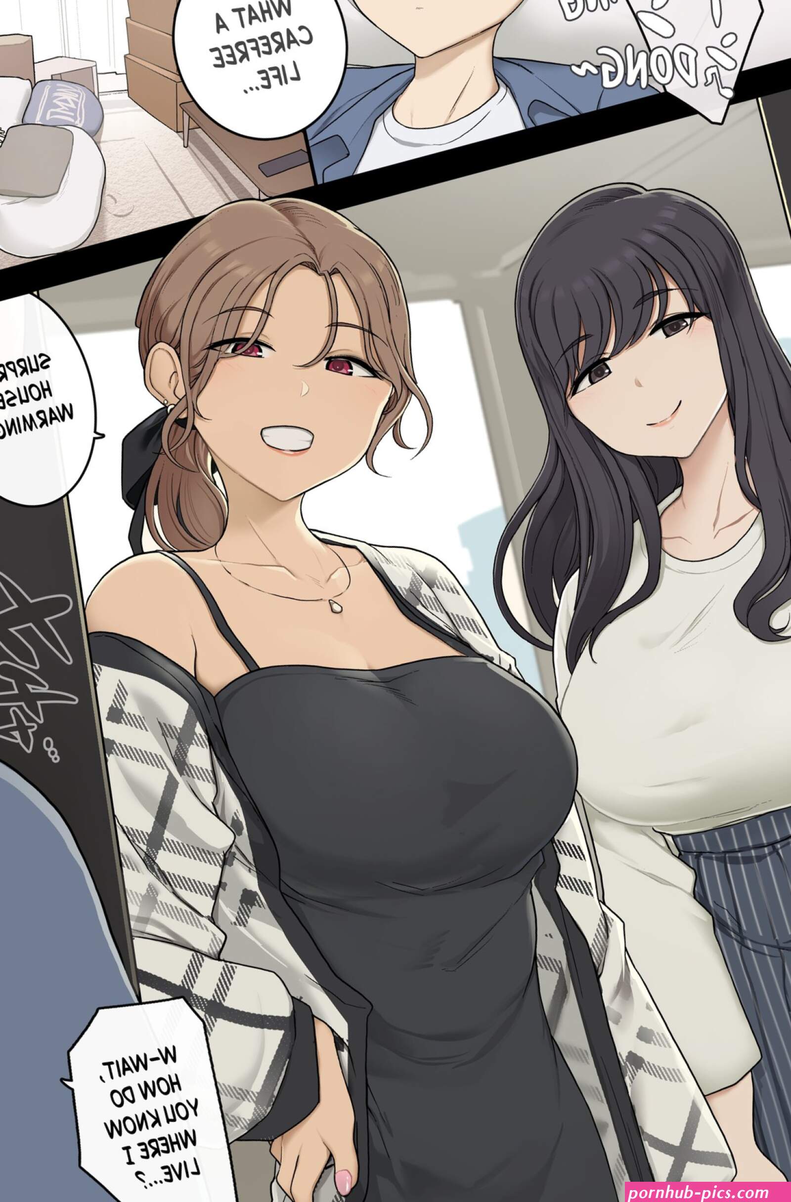 Tall Busty Onee-sans Turn My New Place into Their Sex Room English comic porn