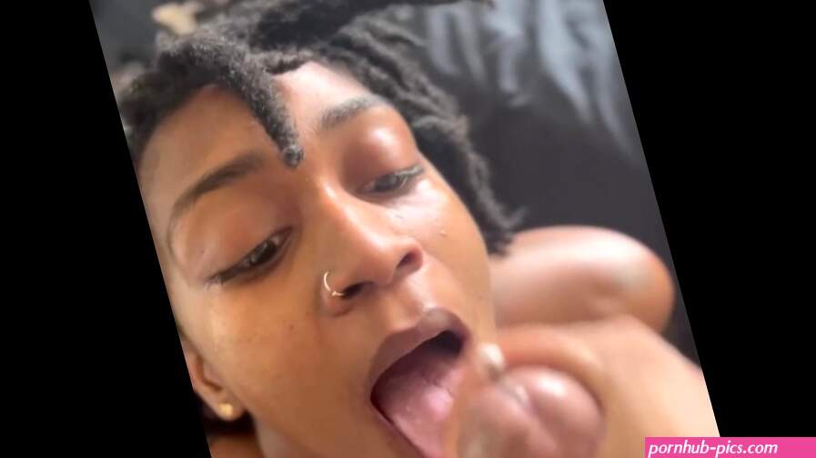 Ebony Babe Sloppy Blowjob